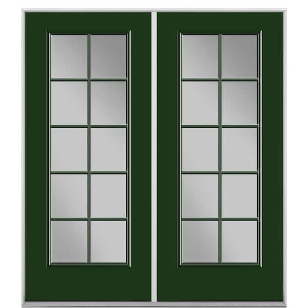 Masonite 60 in. x 80 in. Conifer Steel Prehung Right-Hand Inswing 10-Lite Clear Glass Patio Door without Brickmold