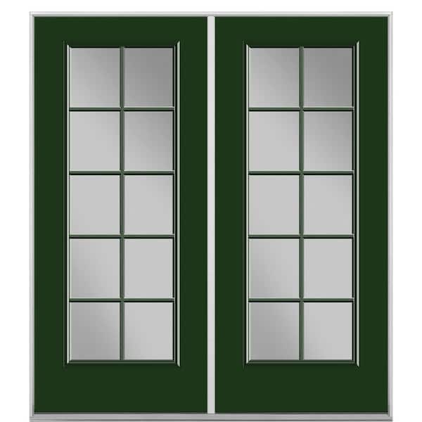 Masonite 60 in. x 80 in. Conifer Steel Prehung Left Hand Inswing 10-Lite Clear Glass Patio Door in Vinyl Frame, no Brickmold