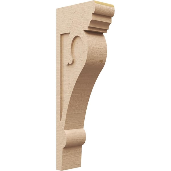 Ekena Millwork Thin Series 2 6 in. x 12 in. x 36 in. Mayflower Rough Cedar Woodgrain Timberthane Polyurethane Corbel in Primed Tan