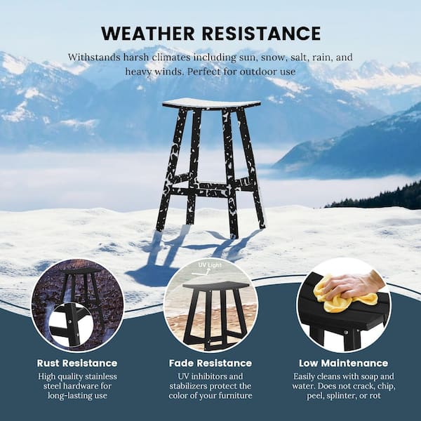 Franklin Dark Brown 29 in. Poly HDPE Fade Resistant Outdoor Patio Saddle Seat Pub Height Bar Stool