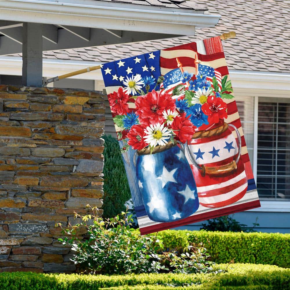 Patriotic Red White and Blue Polyester Outdoor House Flag