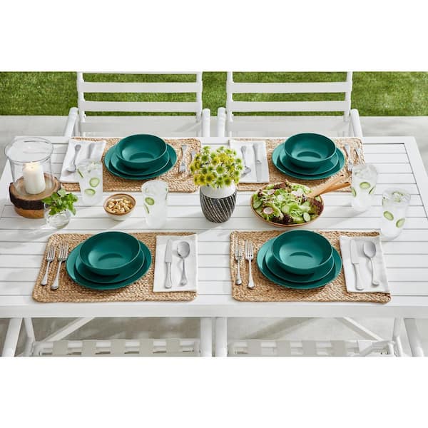StyleWell Taryn Melamine Dinner Plate in Gloss Malachite Green
