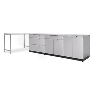 Stainless Steel 5-Piece 120 in. W x 36.5 in. H x 24 in. D Outdoor Kitchen Cabinet Set with Covers