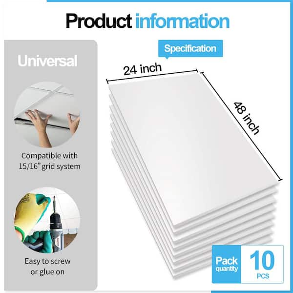 SpectraTile 2-ft x 2-ft White PVC Drop Ceiling Tile (12-Pack, 48-sq ft / Case)