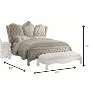 Amelia Gray/Ivory Wood Frame Queen Platform Bed with Upholstered