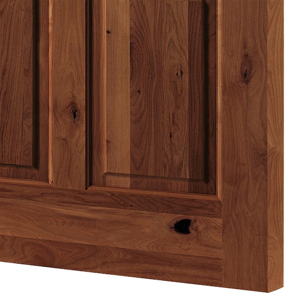 36 in. x 80 in. Left-Hand 4 Lite Clear Glass Red Chestnut Stain Alder Wood Front Door Kit w/ Quick Assemble Jamb