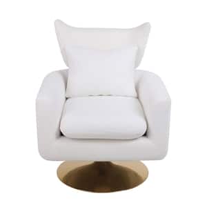 White Polyester Modern 360° Swivel Accent Chair