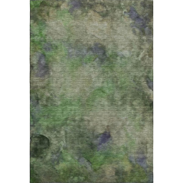 Mayfield Premium Machine Washable Abstract AMF2312 Green 10 ft. x 14 ft. Area Rug