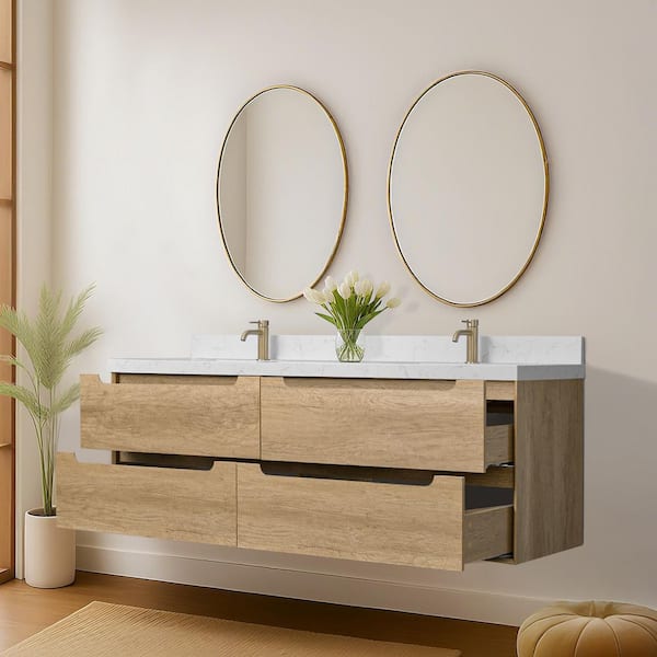 LANDOLT AuroraSky 72 in. Double Sink Floating Bath Vanity in