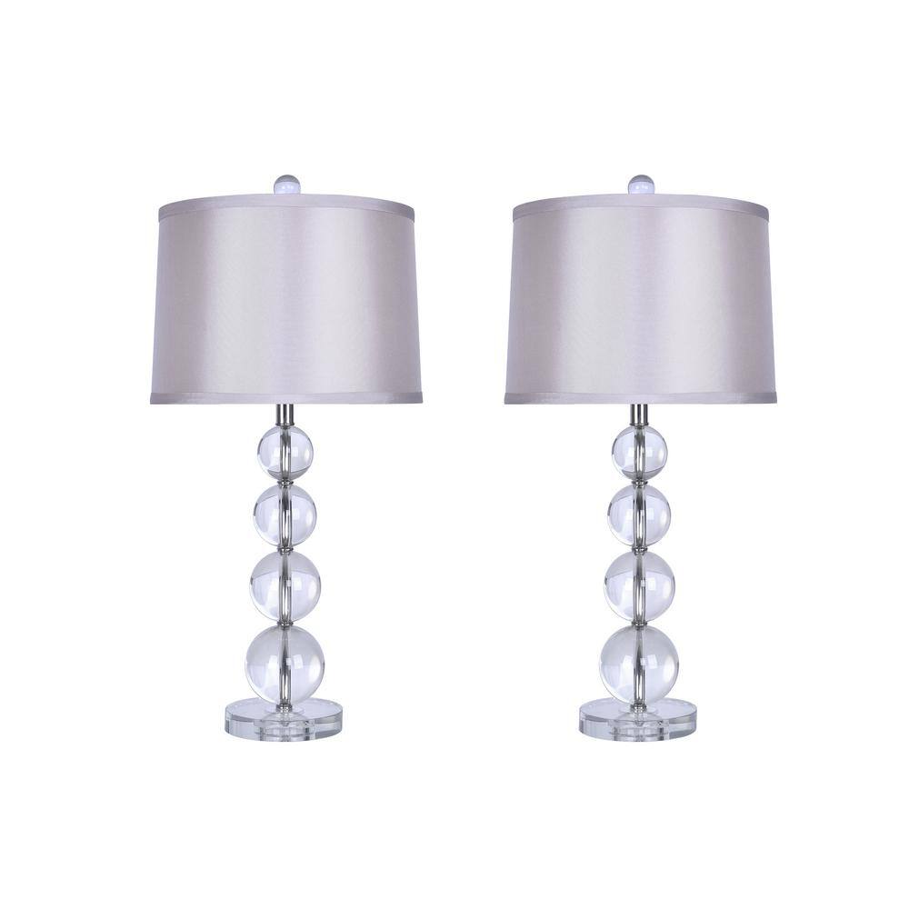 GRANDVIEW GALLERY 27 In Chrome Genuine Crystal Table Lamps With   Chrome Accents With Grey Shade Grandview Gallery Table Lamps Ct90314s 64 1000 