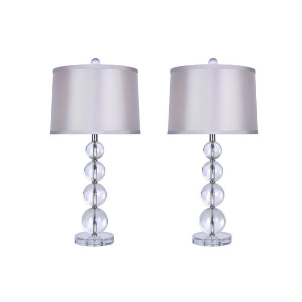 GRANDVIEW GALLERY 27 In Chrome Genuine Crystal Table Lamps With   Chrome Accents With Grey Shade Grandview Gallery Table Lamps Ct90314s 64 600 