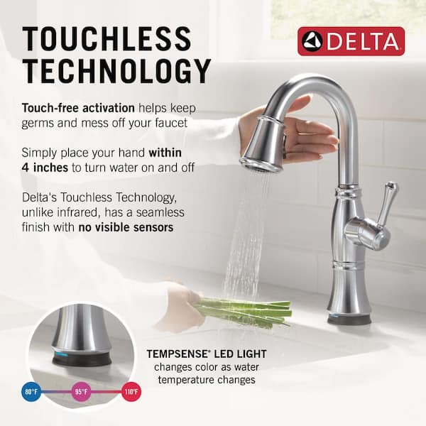Cassidy Touch2O with Touchless Technology Single Handle Bar Faucet in Lumicoat Arctic Stainless