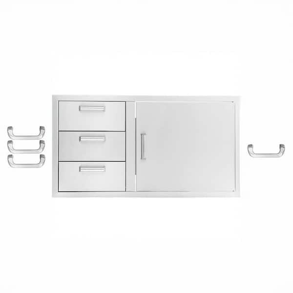 Signature 260 Series 39 in. Stainless Steel Reversible Access Door & Triple Drawer Combo for BBQ Outdoor Kitchen Storage
