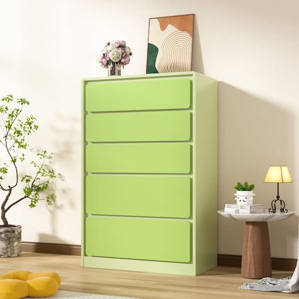 VEIKOUS Green 5-Drawer Dresser, 31.5 in. W Chest of Drawers with 2-Large Drawers, Storage Cabinet