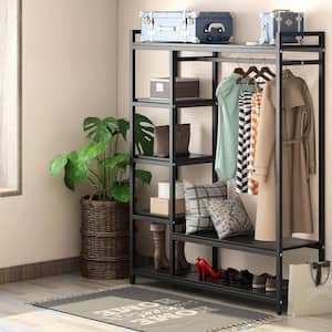 Donald Black Armoire with 6 Storage Shelves (70.9 x 47.3 x 15.7 in.)