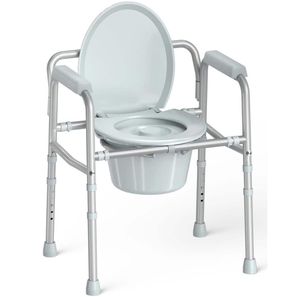 3-in-1 Bedside Commode Chair, 350 lb. Heavy Duty Portable Toilet with 7.5 qt. Bucket, Stable Dual Crossbar Commode price history on PriceWatchPro