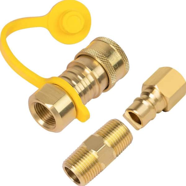 3/8 in. Solid Brass Natural Gas Quick Connect Fittings, Natural and Propane Gas Hose Plug Set