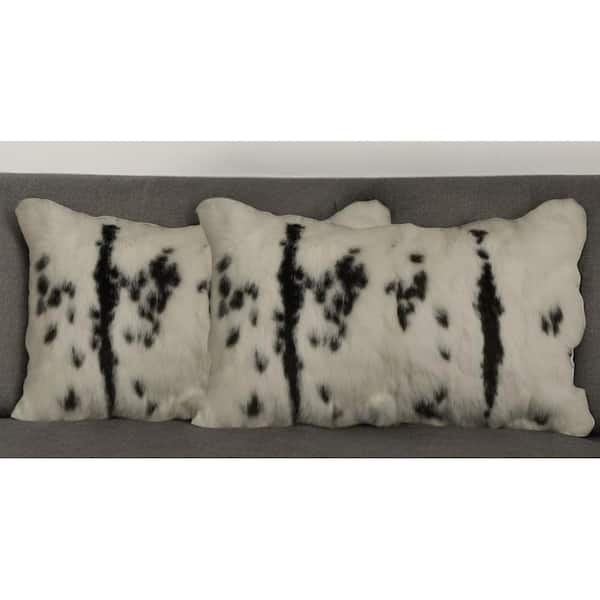 HomeRoots Black, White Animal Print Cotton 12 in. x 20 in. Throw Pillow Set of 2