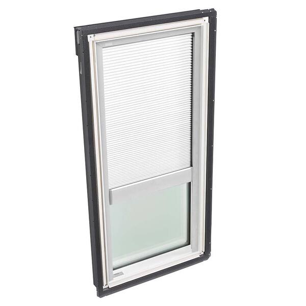 VELUX 21 in. x 45-3/4 in. Fixed Deck-Mount Skylight with Laminated Low-E3 Glass and White Manual Light Filtering Blind
