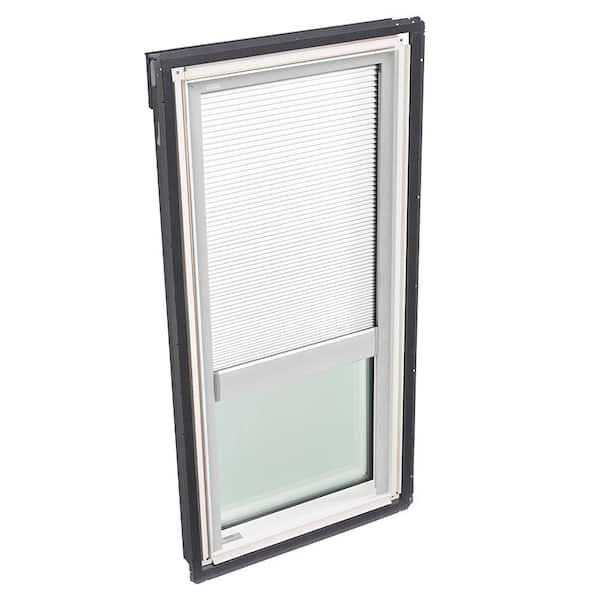 VELUX 30-1/16 in. x 54-7/16 in. Fixed Deck-Mount Skylight with Laminated Low-E3 Glass and White Manual Room Darkening Blind