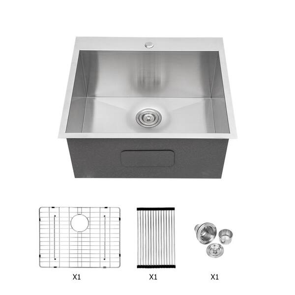 Magic Home 16 Gauge Stainless Steel 22 In Single Bowl Topmount Drop In Kitchen Sink Sl H Lt222212a1 The Home Depot