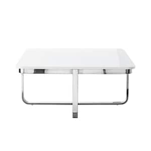 35.4 in. White Square Wood Coffee Table with Storage