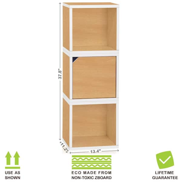 Way Basics Connect System 13.4 in. W x 37.8 in. H zBoard Paperboard Modular Eco Stackable 3-Cube Cubby Organizer in Natural/White