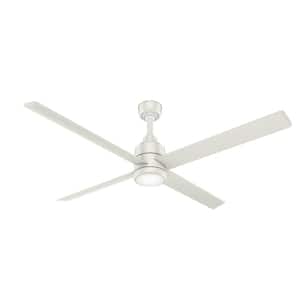 Trak 7 ft. Indoor/Outdoor White 120V 2500 Lumens Industrial Ceiling Fan with Integrated LED and Remote Control Included