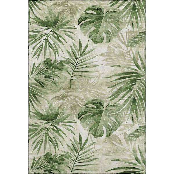 Mayfield Premium Machine Washable Abstract AMF1886 Aloe 8 ft. x 10 ft. Area Rug