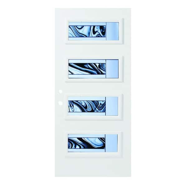 Stanley Doors 36 in. x 80 in. Rosemary 4 Lite Painted White Right-Hand Inswing Steel Prehung Front Door