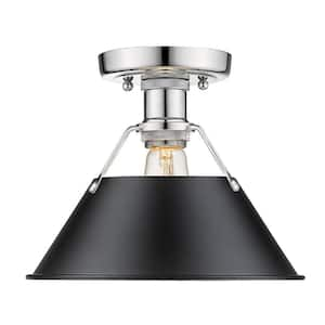 Orwell 1-Light Chrome with Black Shade Flush Mount