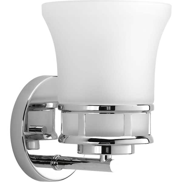 Progress Lighting Cascadia Collection 1-Light Polished Chrome Etched Glass Coastal Bath Vanity Light