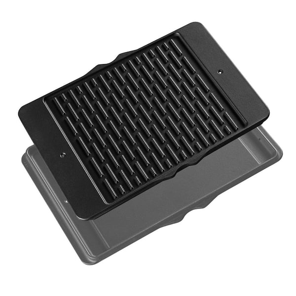 Spirit 300 Series 1-Piece Matte Enamel Cast Iron Reversible Griddle Plate for 3-Burner Gas Grill Set