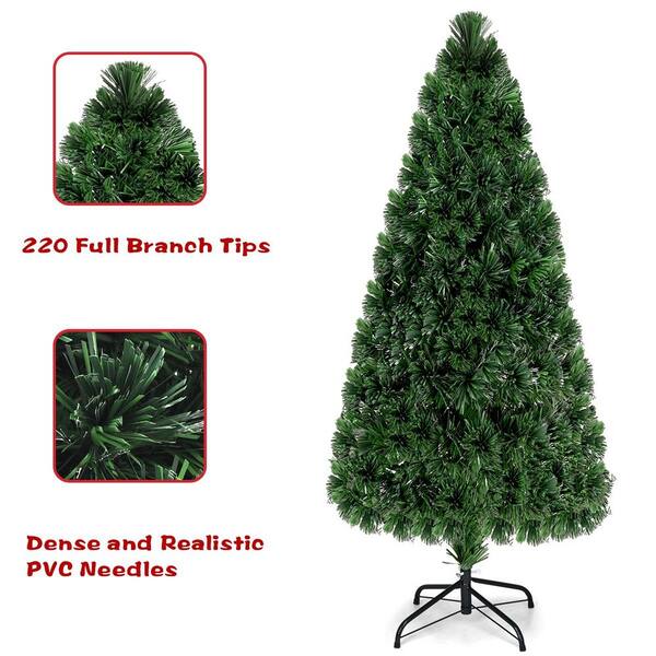 6' Pre-Lit Fiber Optic Artificial Christmas Tree with 220 Colorful LED and  Remote Control Show