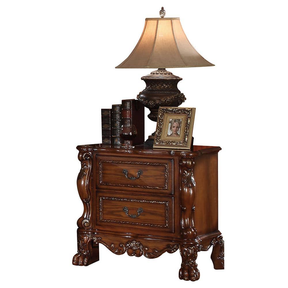 32" Cherry Oak Traditional 2-Drawer Nightstand