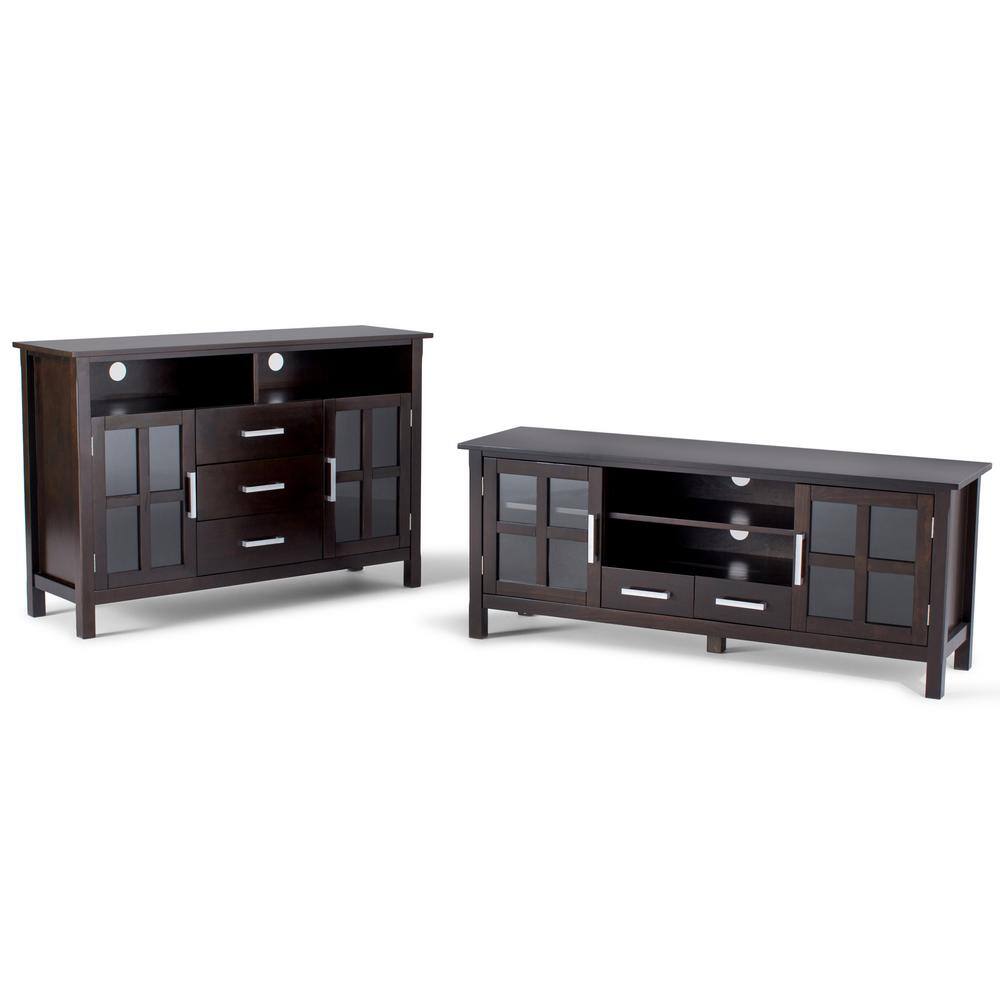 Hickory Brown 60" Solid Wood TV Media Console with Cabinets