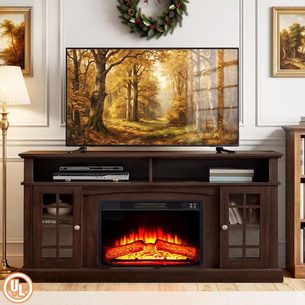 ToolCat 58.25 in. Freestanding Electric Fireplace TV Stand with 23