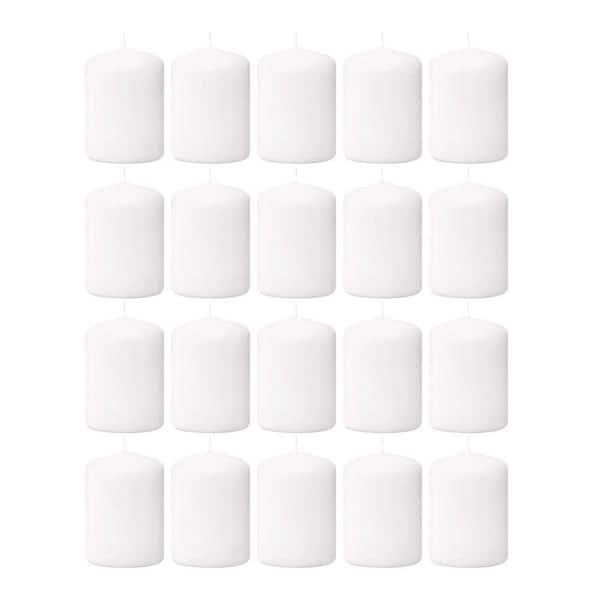 White Unscented Wax Single Wick Dripless Smokeless Pillar Candle 20-Pack