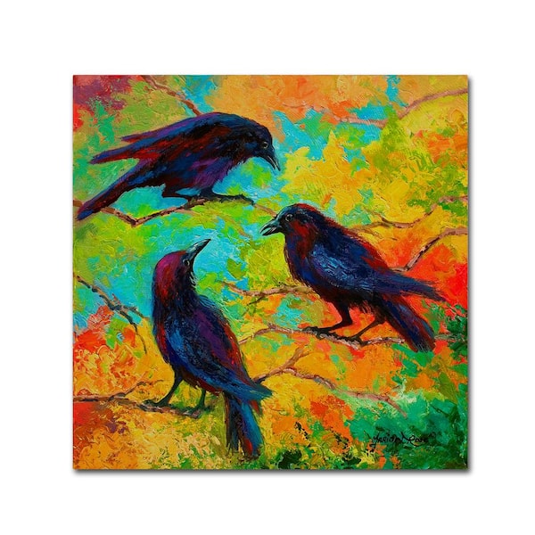 Trademark Fine Art 14 in. x 14 in. "Crows 4" by Marion Rose Printed Canvas Wall Art