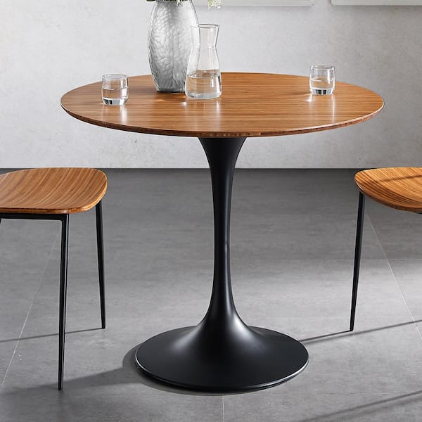 Unbranded Cade Copper Bamboo 36 in. Pedestal Dining Table Seats 4