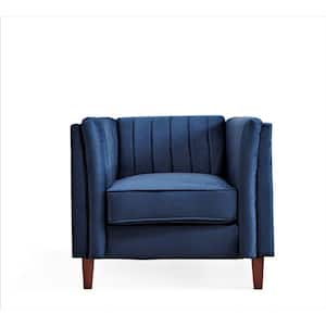 Souheil 37 in. Blue Wide Velvet Armchair Dark (Set of 1)