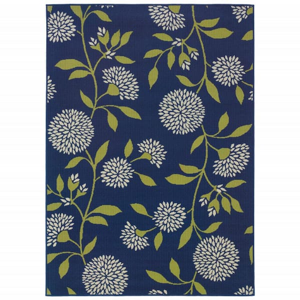 Blue, Green 2 ft. x 4 ft. Loomed Polypropylene Rectangle Indoor/Outdoor Area Rug