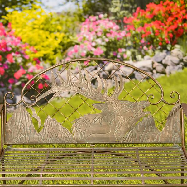 Zaer Ltd. International 43.7 in. W 2-Seater Antique Bronze Metal