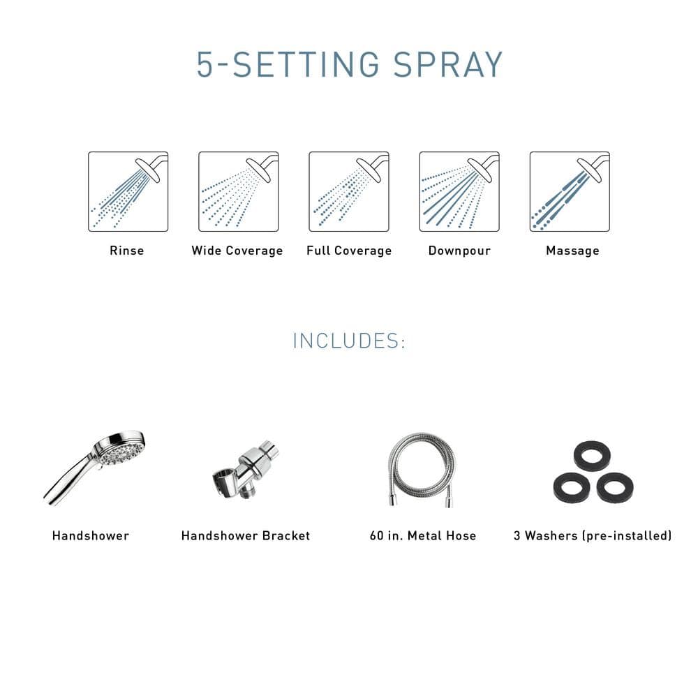 Spot Resist Brushed Nickel 5-Setting Handheld Showerhead