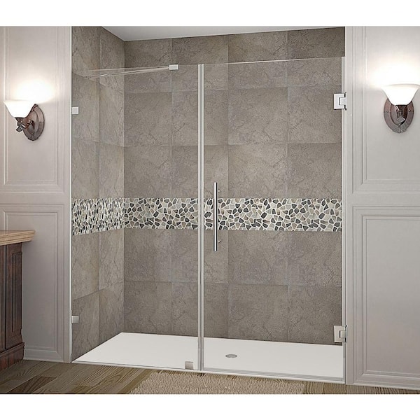 Aston Nautis 74 in. x 72 in. Completely Frameless Hinged Shower Door in Chrome