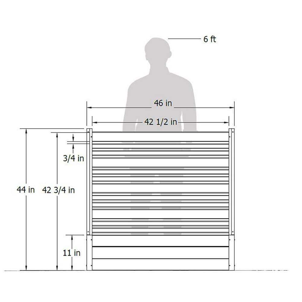 Ash Gray Vinyl Privacy Screen with Planter Box for Outdoor Use