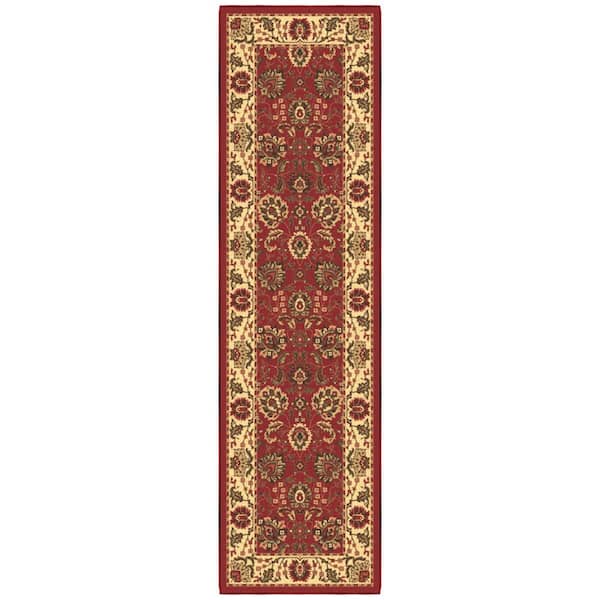 Ottohome Collection Non-Slip Rubberback Oriental Design 2x7 Indoor Runner Rug, 1 ft. 10 in. x 7 ft., Dark Red