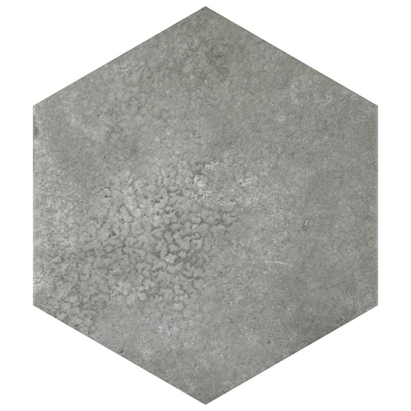 Merola Tile Heritage Hex Shadow 7 in. x 8 in. Porcelain Floor and Wall Take Home Tile Sample