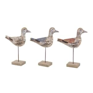 Brown Wood Bird Sculpture (Set of 3)