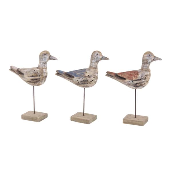 Litton Lane Brown Wood Bird Sculpture (Set of 3)